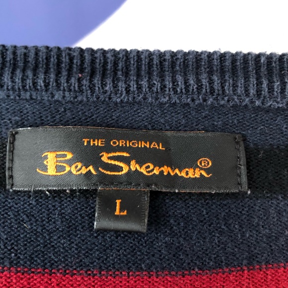 Ben Sherman Retro Small Cotton Sweater Blue Red - Picture 4 of 5
